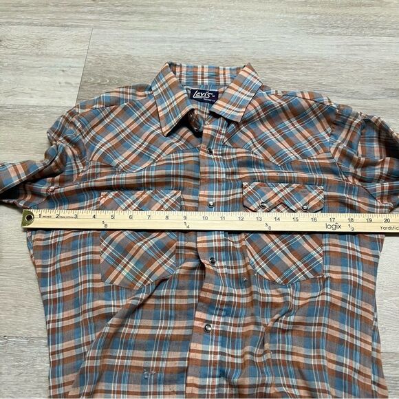 Vintage Levis Western Shirt Men’s Medium Blue Tab Pearl Snap USA Tapered READ - Picture 2 of 7